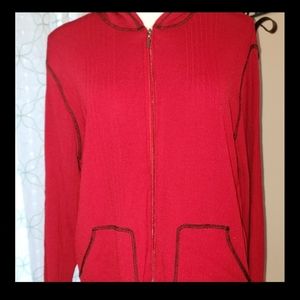 Chico's Red Front Zip Hoodie Jacket Women's Size Large